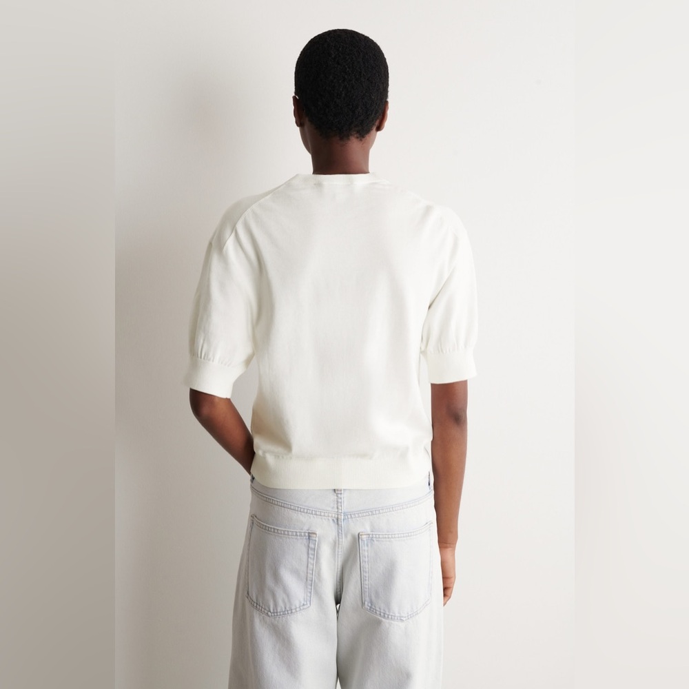 NWT COS Knitted Cotton T-Shirt in Off White - Picture 5 of 11